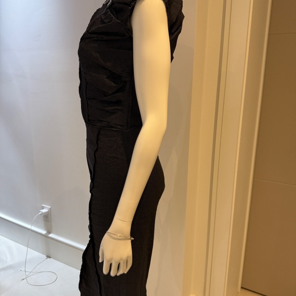 Vintage Nina Ricci black/white mini dot ruched dress with lace trim. - Picture 4 of 5